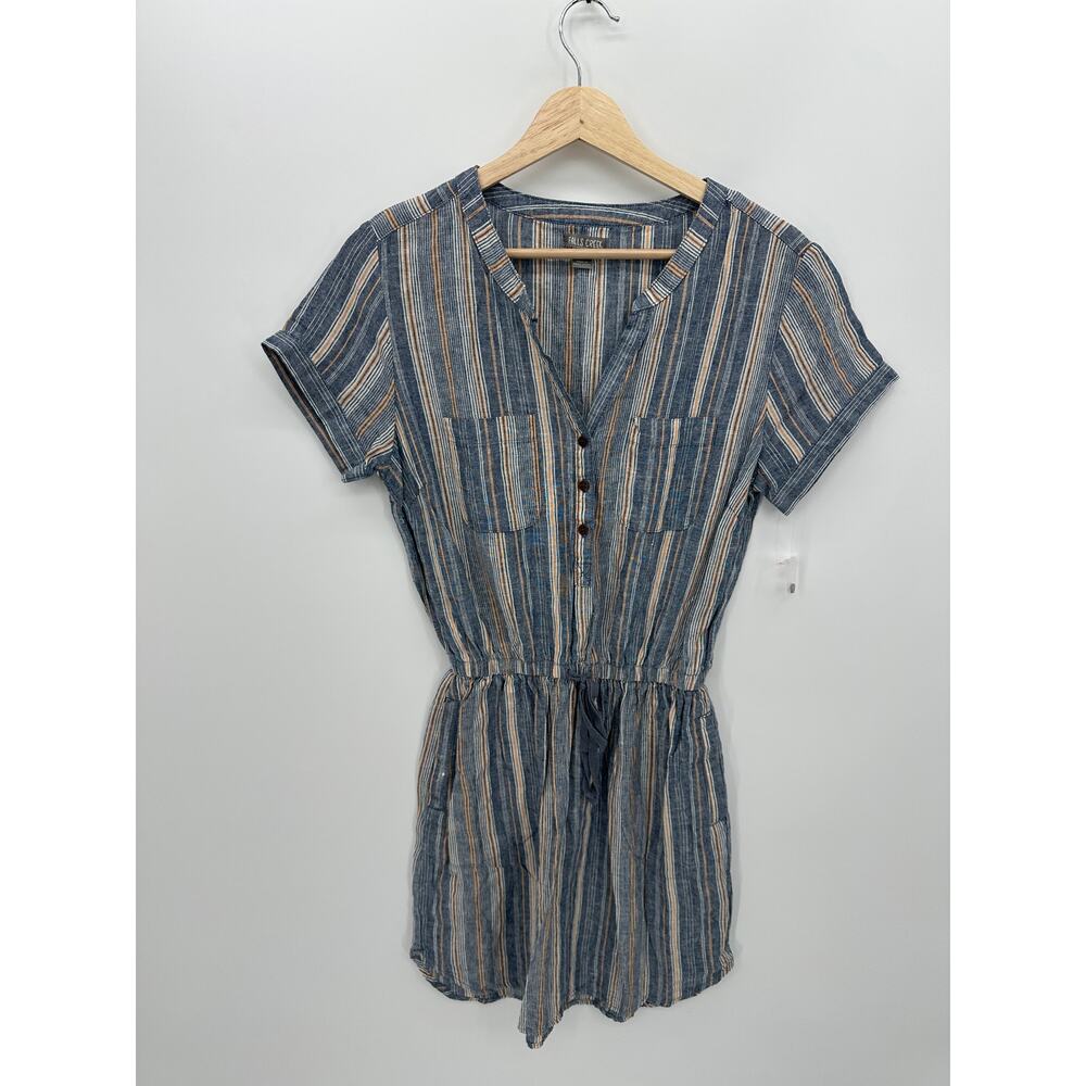 Falls Creek Womens Linen Blend Striped Dress Size S NWOT Button Coastal Resort